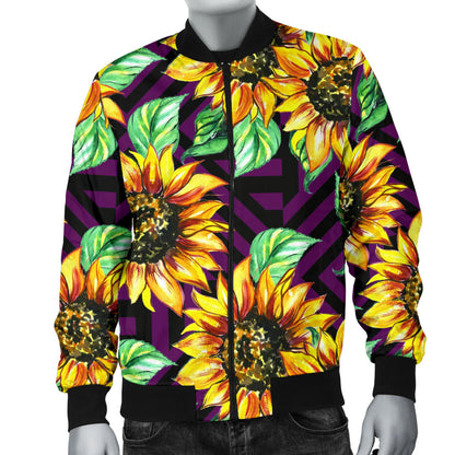 Sunflower Pattern Print Design SF012 Men Bomber Jacket