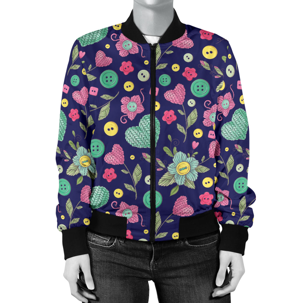 Crochet Pattern Print Design 02 Women's Bomber Jacket