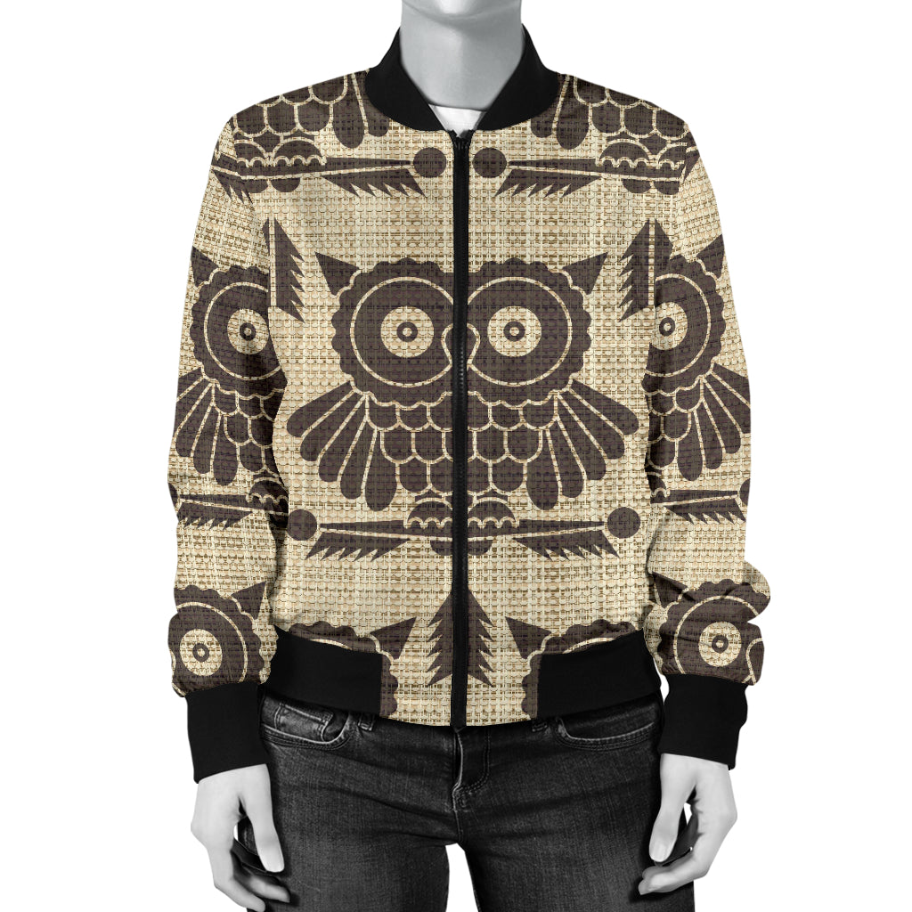 Owl Pattern Print Design A01 Women's Bomber Jacket