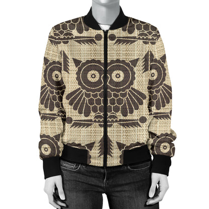 Owl Pattern Print Design A01 Women's Bomber Jacket