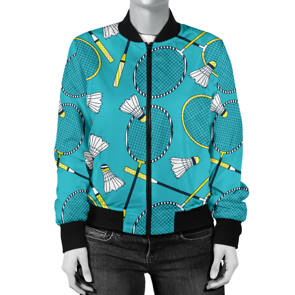 Badminton Pattern Print Design 06 Women's Bomber Jacket