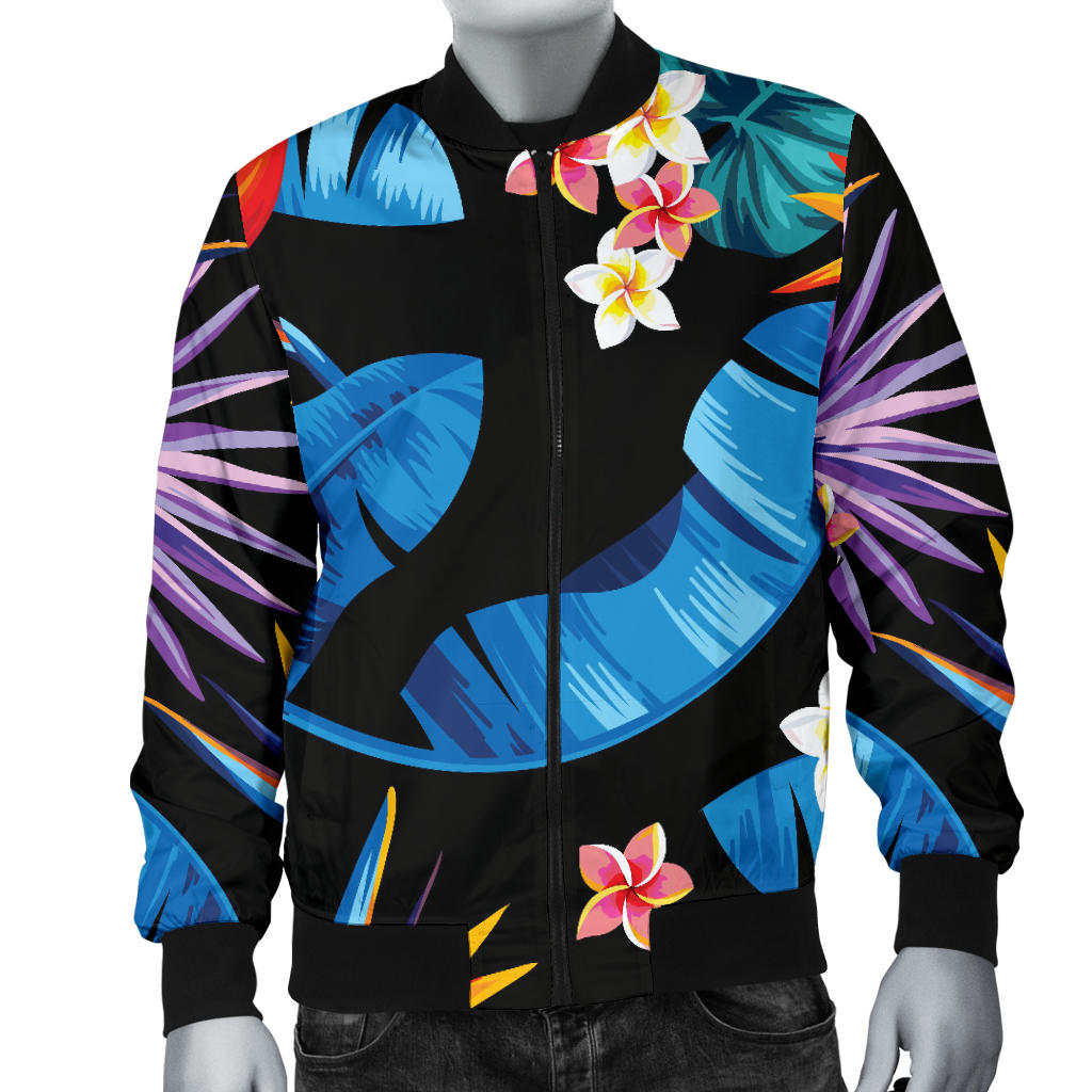 Tropical Flower Pattern Print Design TF018 Men Bomber Jacket