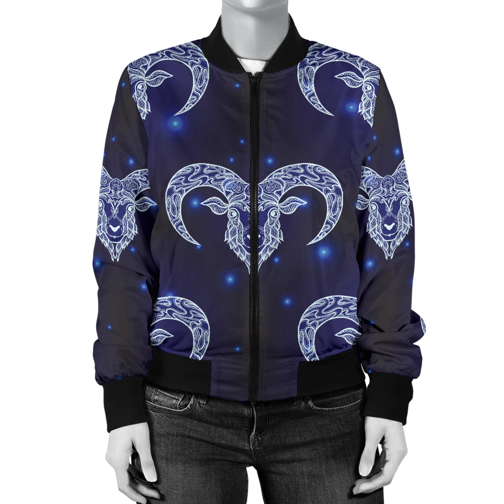 Aries Zodiac Pattern Print Design 01 Women's Bomber Jacket