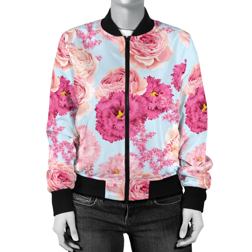 Lisianthus Pattern Print Design LT05 Women Bomber Jacket