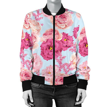 Lisianthus Pattern Print Design LT05 Women Bomber Jacket