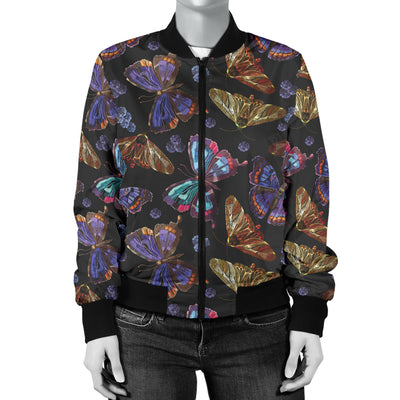 Butterfly Pattern Print Design 013 Women's Bomber Jacket