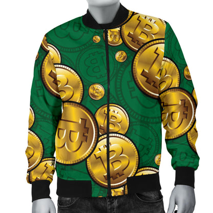 Bitcoin Pattern Print Design DO02 Men Bomber Jacket