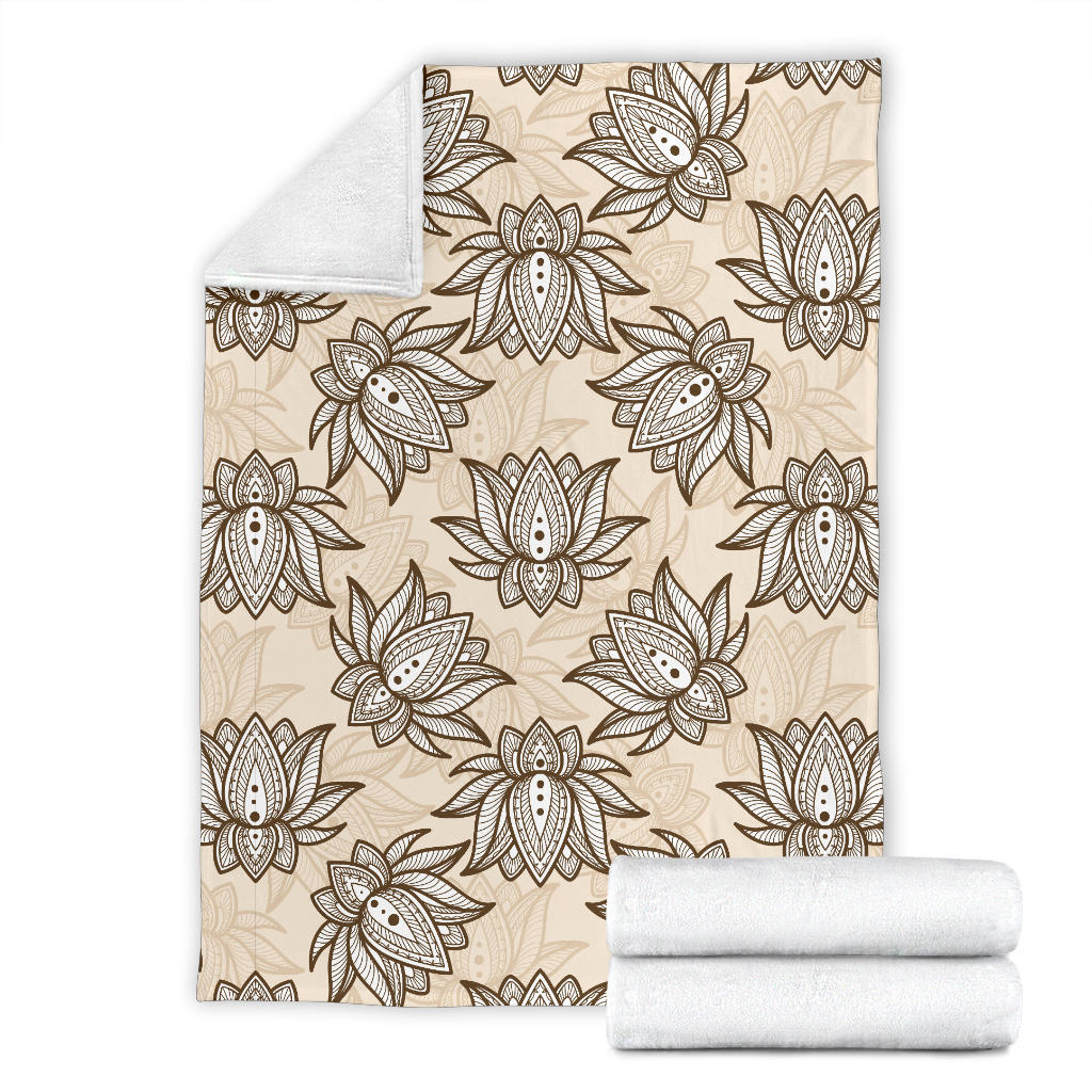 lotus Boho Pattern Print Design LO05 Fleece Blanket
