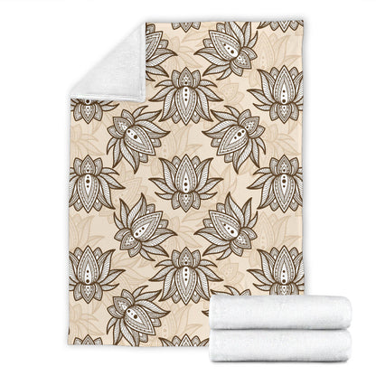 lotus Boho Pattern Print Design LO05 Fleece Blanket