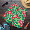 Red Hibiscus Pattern Print Design HB019 Mens Shorts