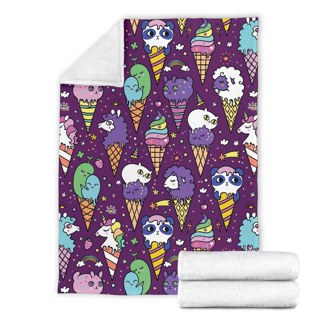 Ice Cream Pattern Print Design IC07 Fleece Blanket