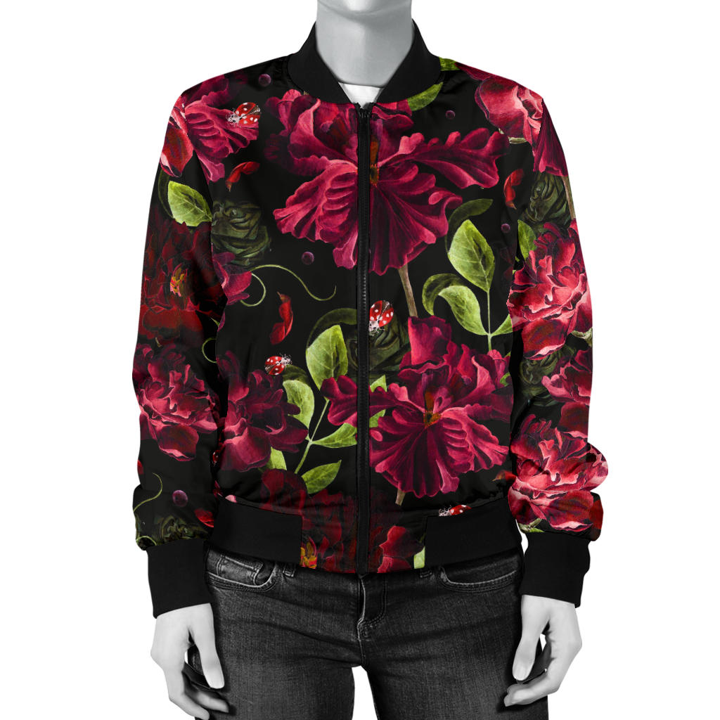 Iris Pattern Print Design IR03 Women Bomber Jacket