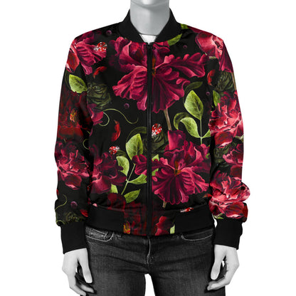 Iris Pattern Print Design IR03 Women Bomber Jacket