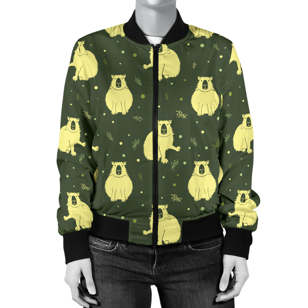 Capybara Pattern Print Design 03 Women's Bomber Jacket