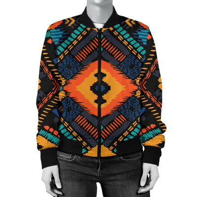 Kente Pattern Print Design 04 Women's Bomber Jacket