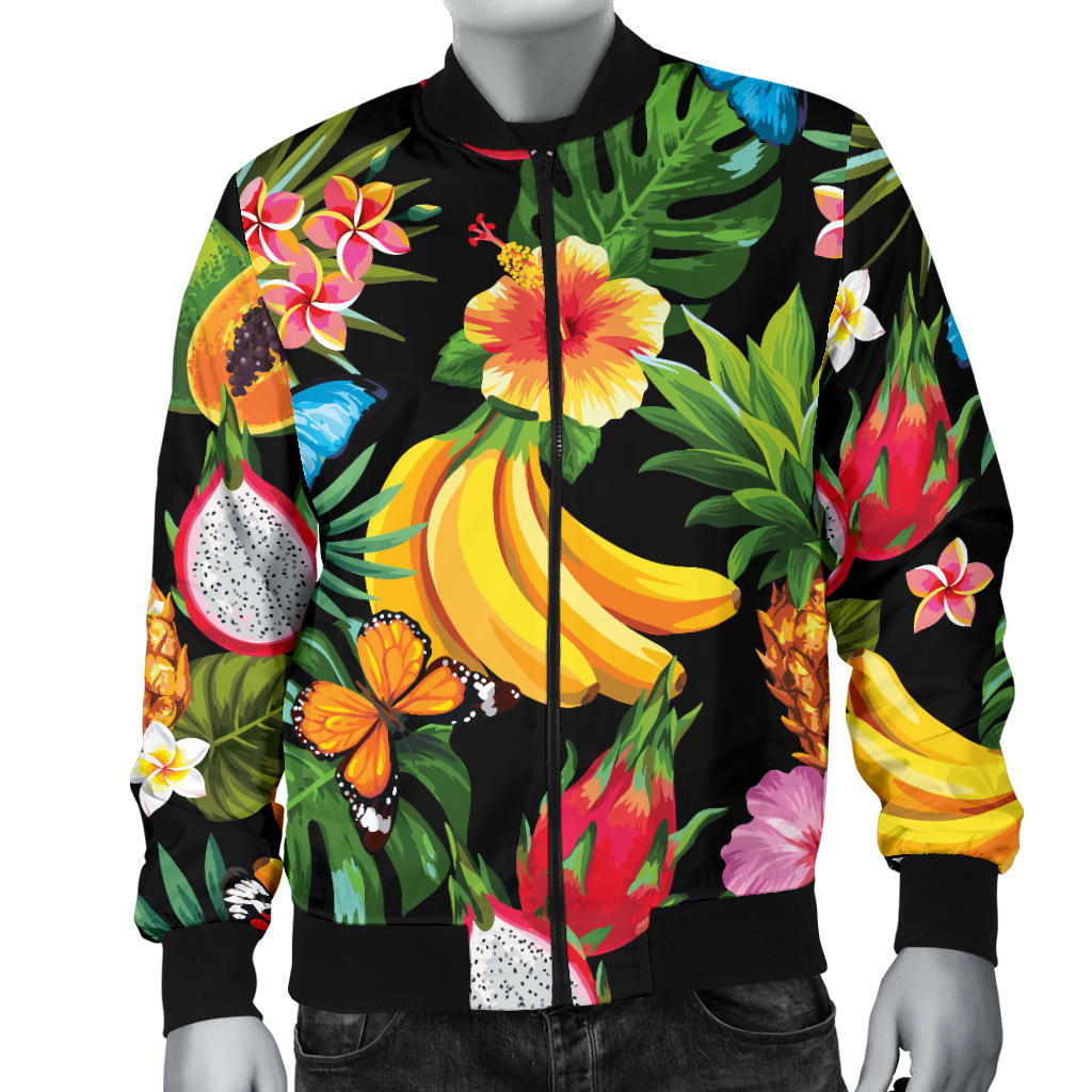 Tropical Fruits Pattern Print Design TF04 Men Bomber Jacket