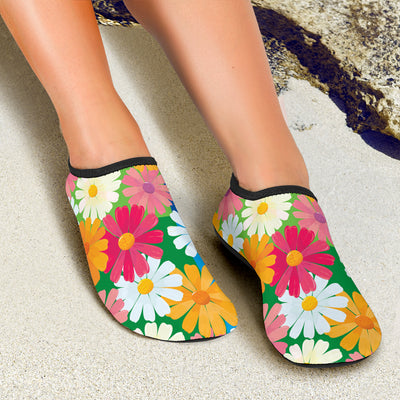 Daisy Pattern Print Design DS05 Aqua Water Shoes