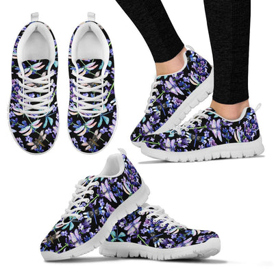 Lavender Dragonfly Pattern Print Design LV03 Sneakers White Bottom Shoes