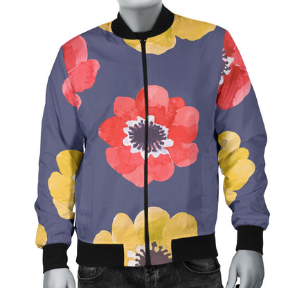 Anemone Pattern Print Design AM010 Men Bomber Jacket
