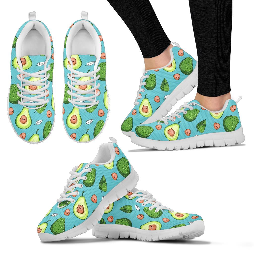 Avocado Pattern Print Design AC05 Sneakers White Bottom Shoes