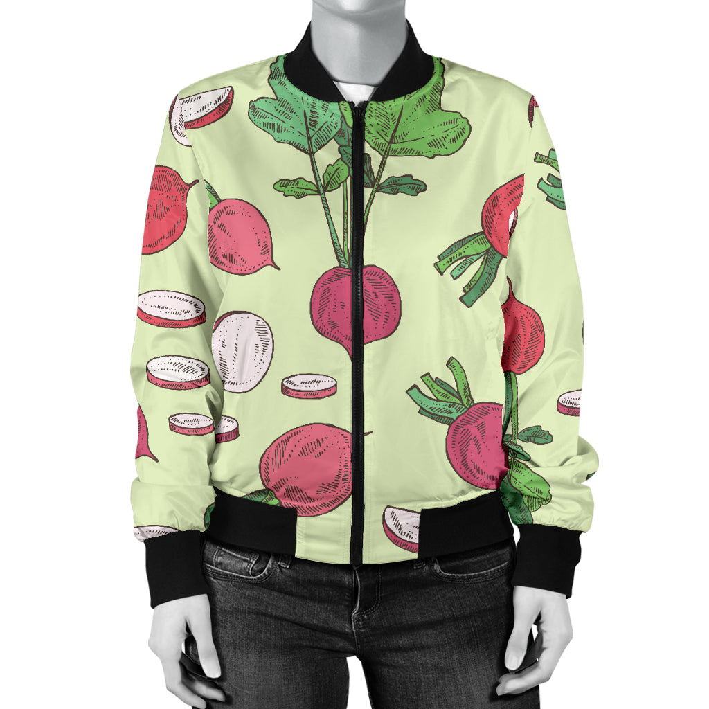 Radish Pattern Print Design A04 Women's Bomber Jacket