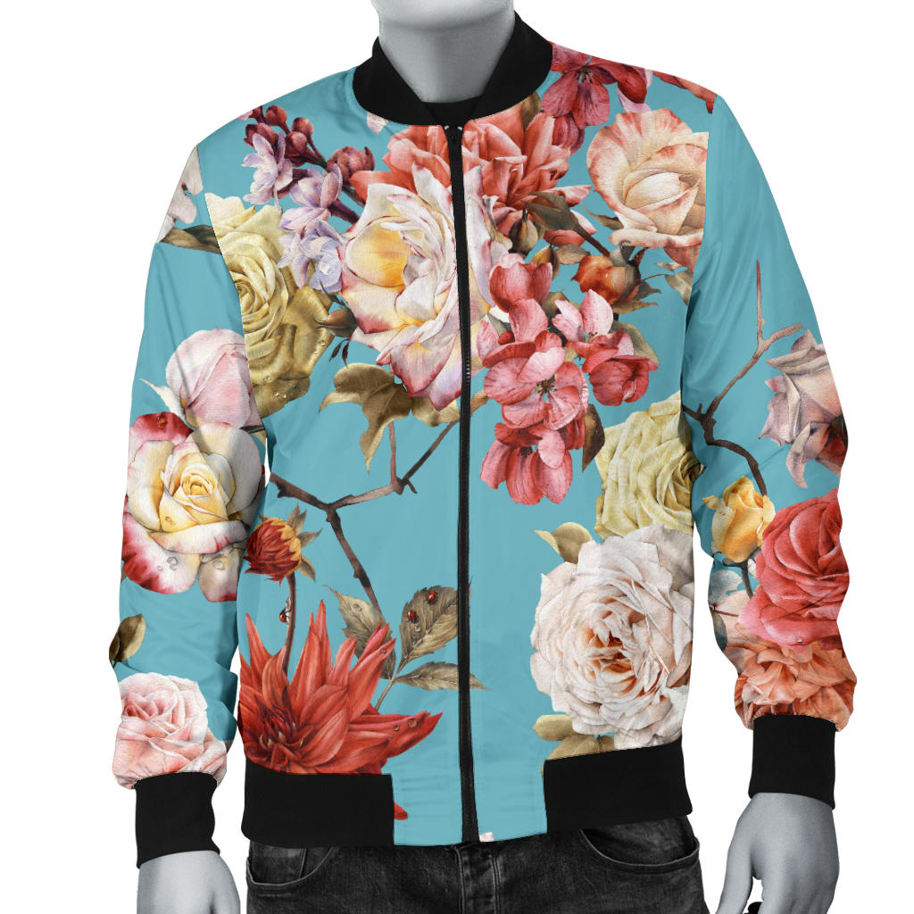 Summer Floral Pattern Print Design SF05 Men Bomber Jacket