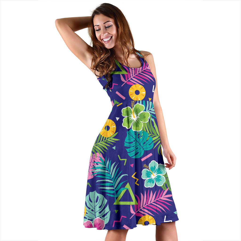Hawaiian Themed Pattern Print Design H014 Midi Dress
