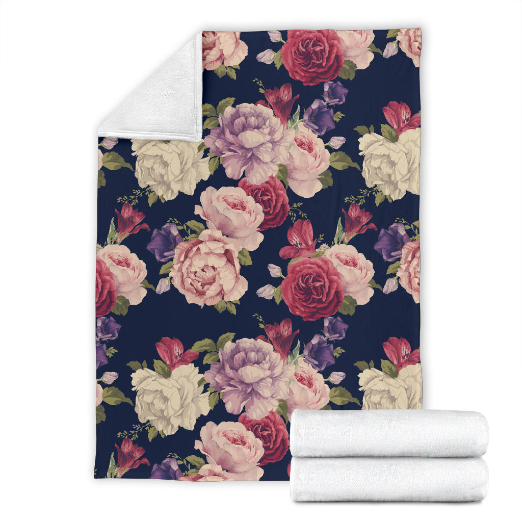 Peony Pattern Print Design PE03 Fleece Blanket