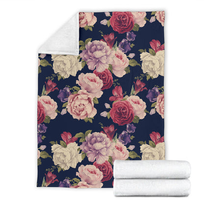 Peony Pattern Print Design PE03 Fleece Blanket