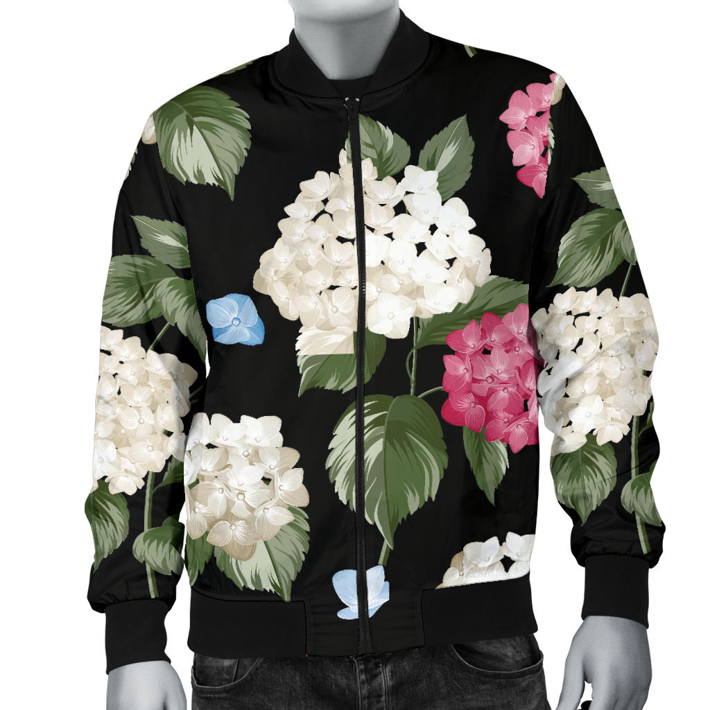 Hydrangea Pattern Print Design HD09 Men Bomber Jacket