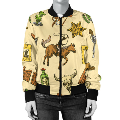 Cowboy Pattern Print Design 04 Women's Bomber Jacket