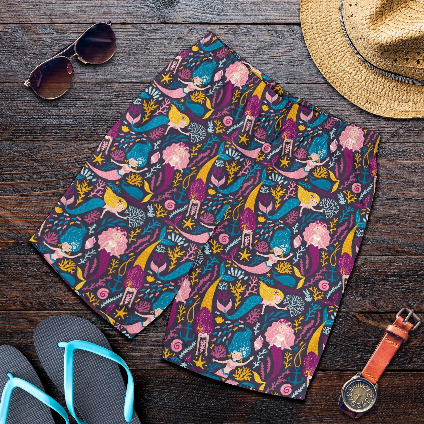 Mermaid Pattern Print Design 08 Mens Shorts