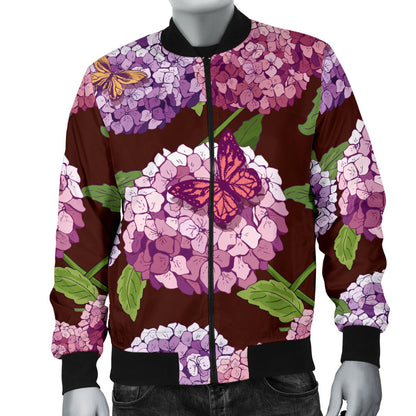 Hydrangea Pattern Print Design HD08 Men Bomber Jacket