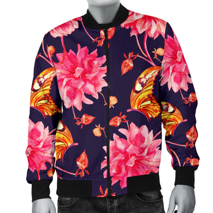 Dahlia Pattern Print Design DH03 Men Bomber Jacket