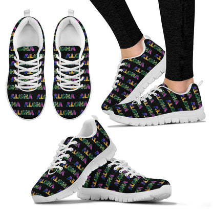 Aloha Hawaii Neon Sneakers White Bottom Shoes