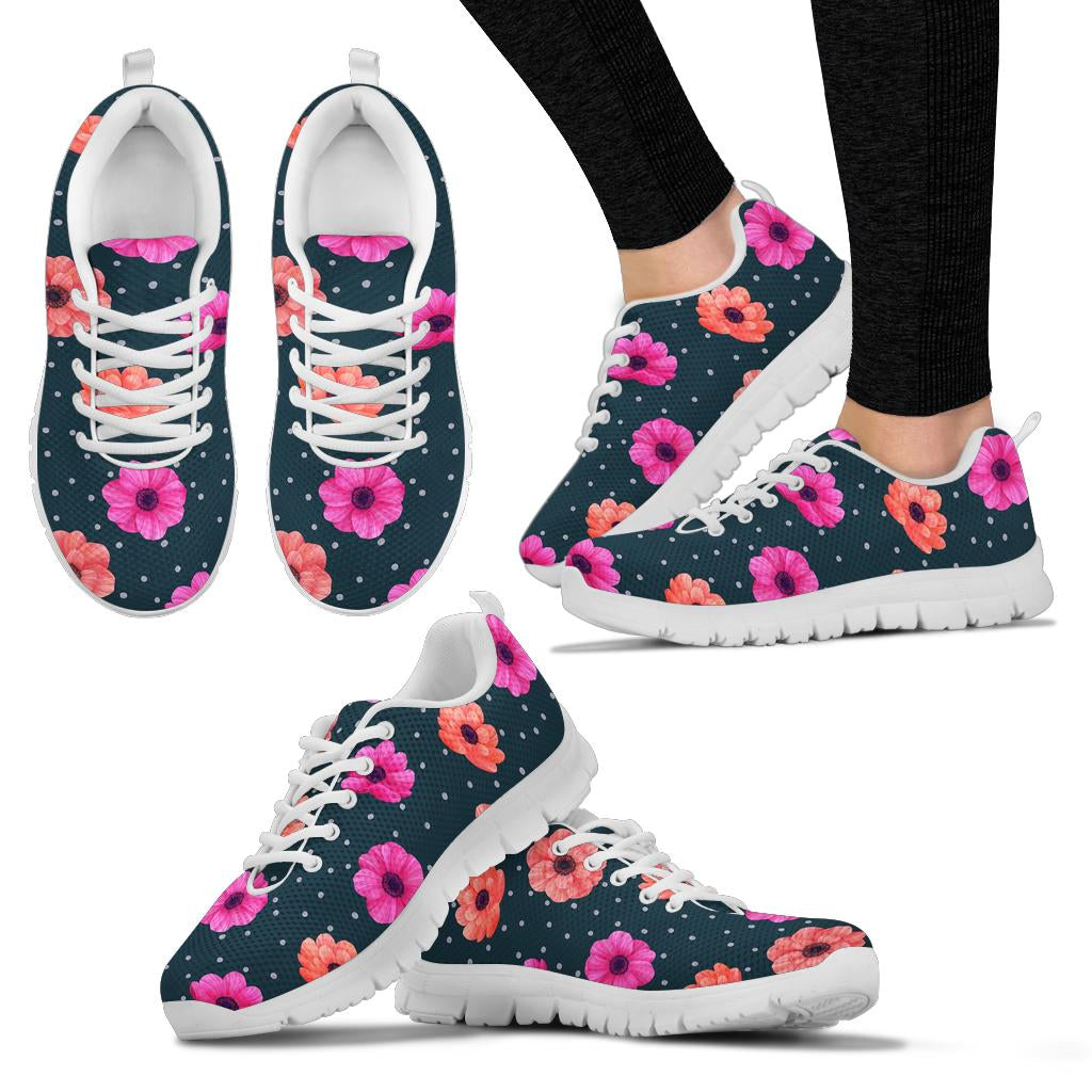 Anemone Pattern Print Design AM08 Sneakers White Bottom Shoes