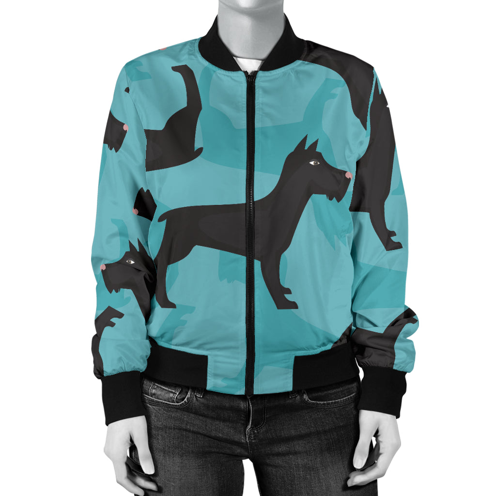 Schnauzers Pattern Print Design A01 Women's Bomber Jacket
