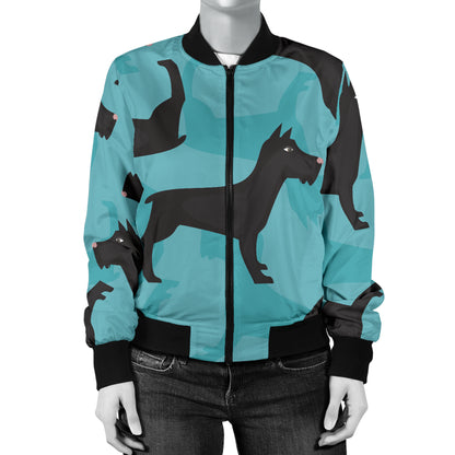 Schnauzers Pattern Print Design A01 Women's Bomber Jacket