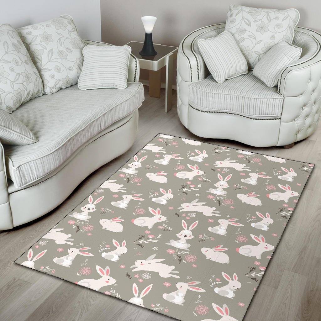 Rabbit Pattern Print Design RB03 Area Rugs