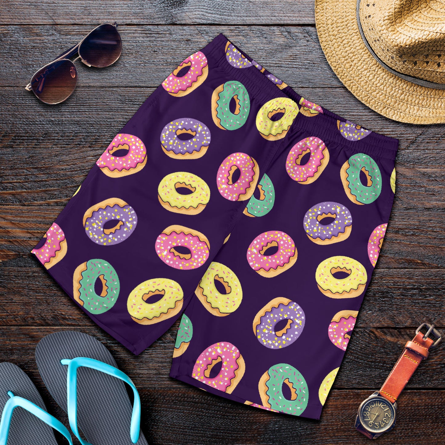 Donut Pattern Print Design DN08 Mens Shorts