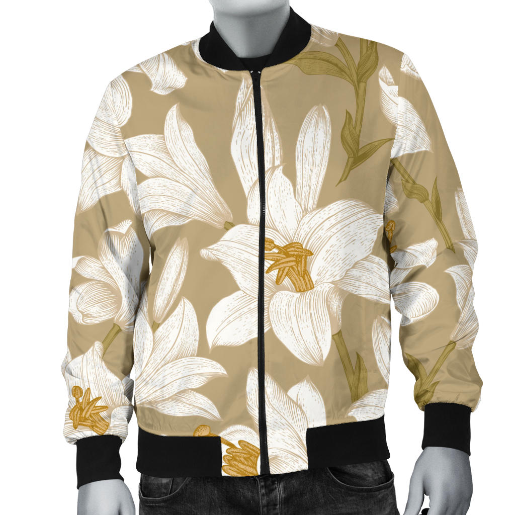 Lily Pattern Print Design LY07 Men Bomber Jacket