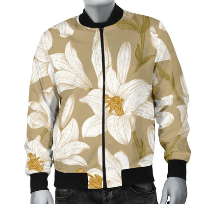 Lily Pattern Print Design LY07 Men Bomber Jacket