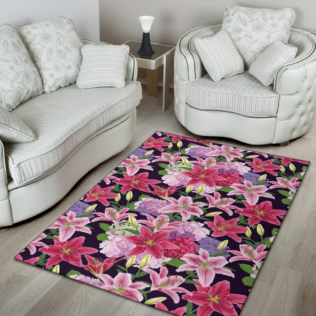 Lily Pattern Print Design LY017 Area Rugs