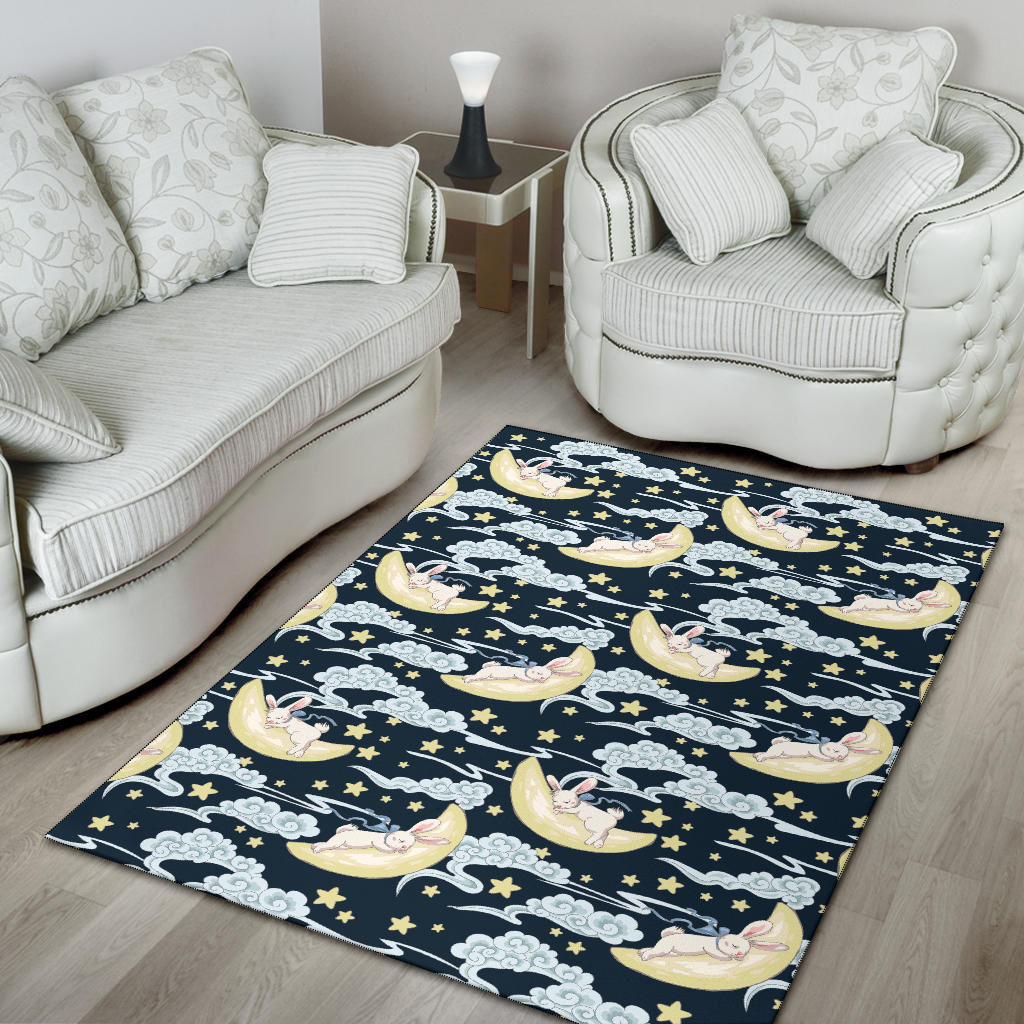 Rabbit Sleeping Pattern Print Design RB08 Area Rugs