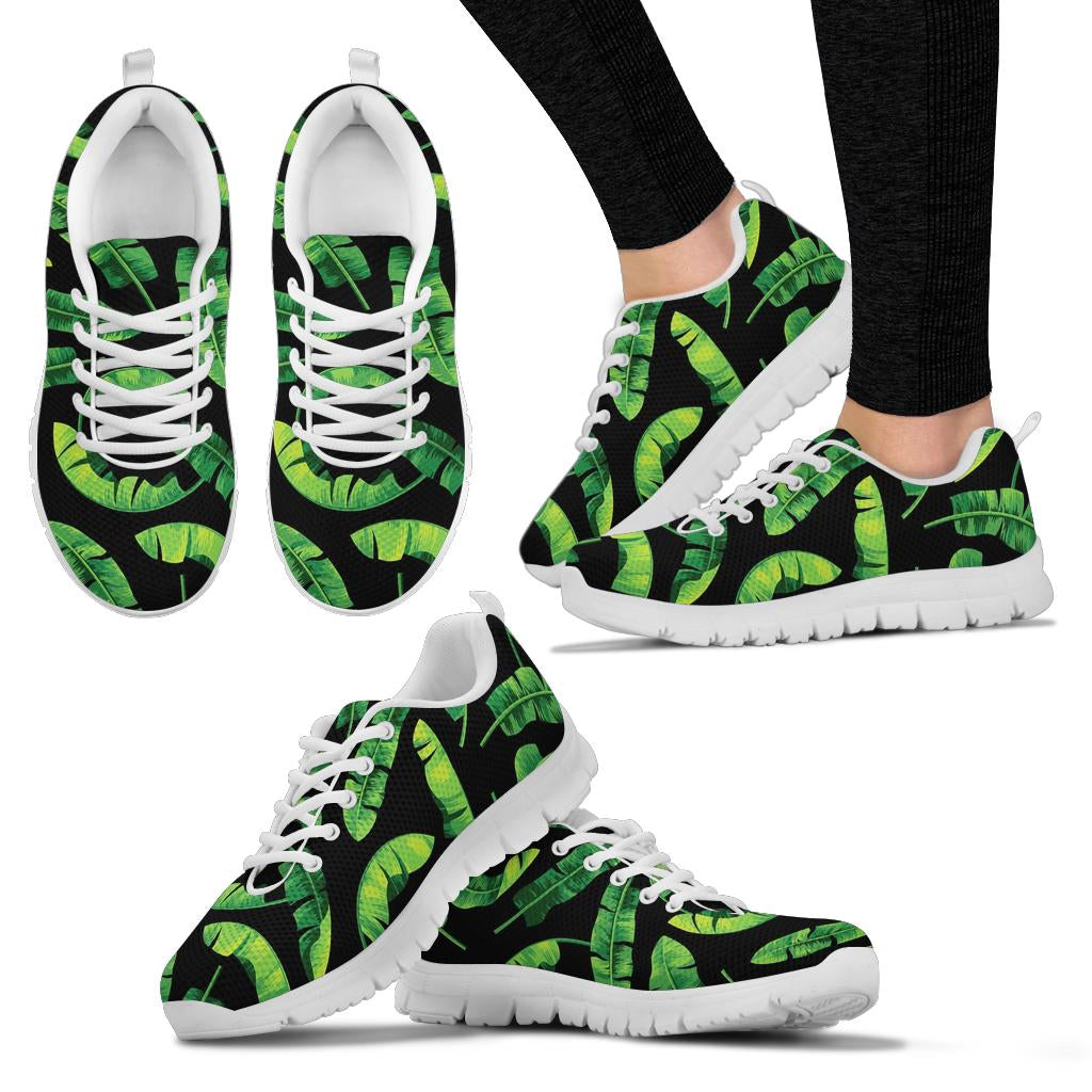 Banana Leaf Pattern Print Design BL02 Sneakers White Bottom Shoes