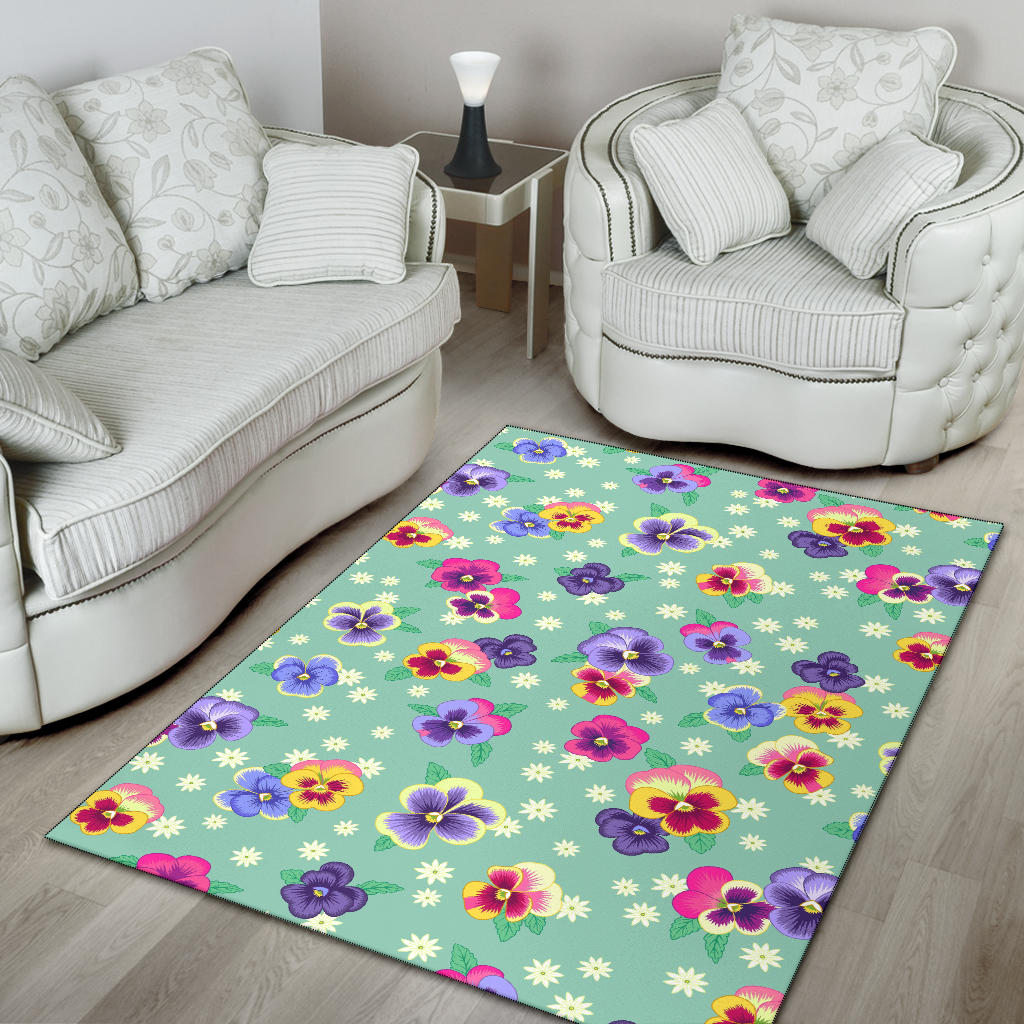 Pansy Pattern Print Design PS08 Area Rugs