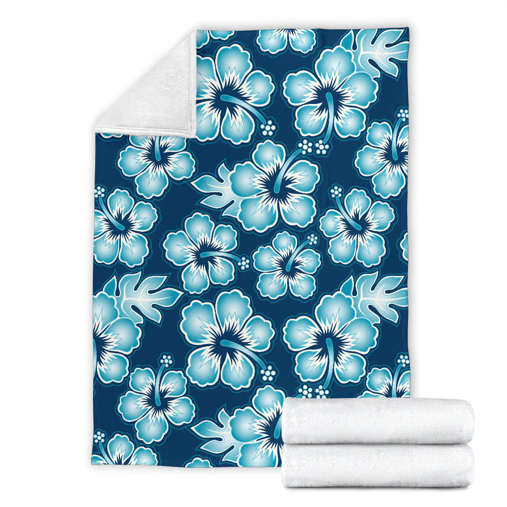 Blue Hibiscus Pattern Print Design HB011 Fleece Blanket