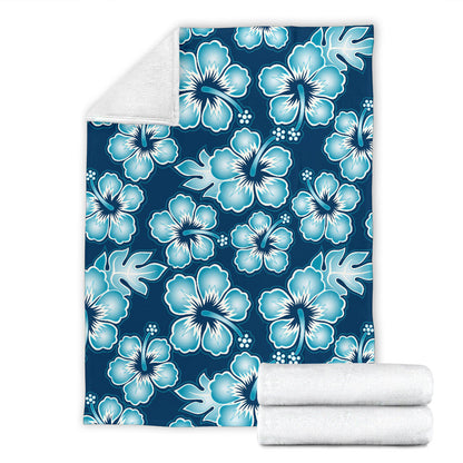 Blue Hibiscus Pattern Print Design HB011 Fleece Blanket