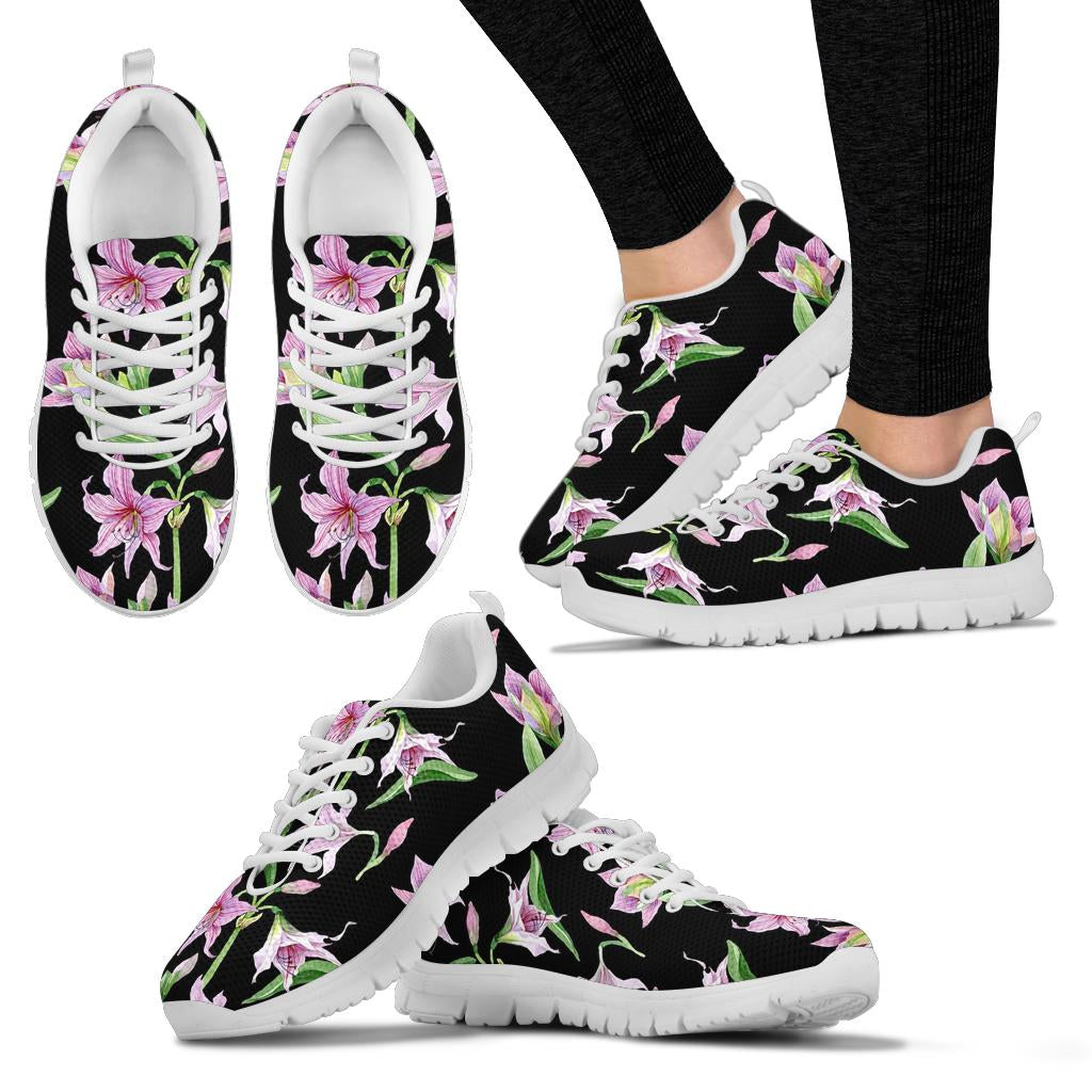 Amaryllis Pattern Print Design AL08 Sneakers White Bottom Shoes
