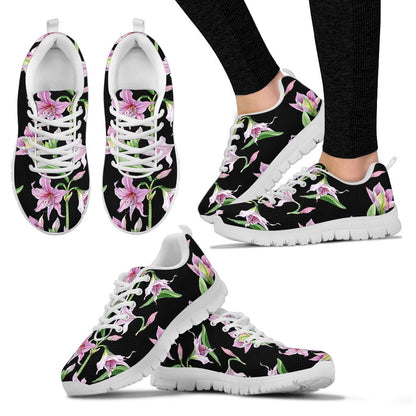 Amaryllis Pattern Print Design AL08 Sneakers White Bottom Shoes